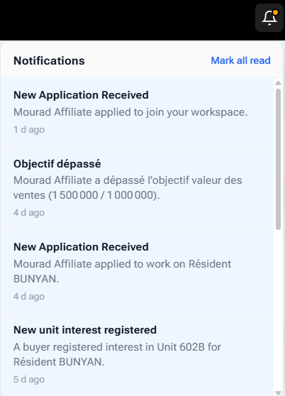 Capture notification affilié