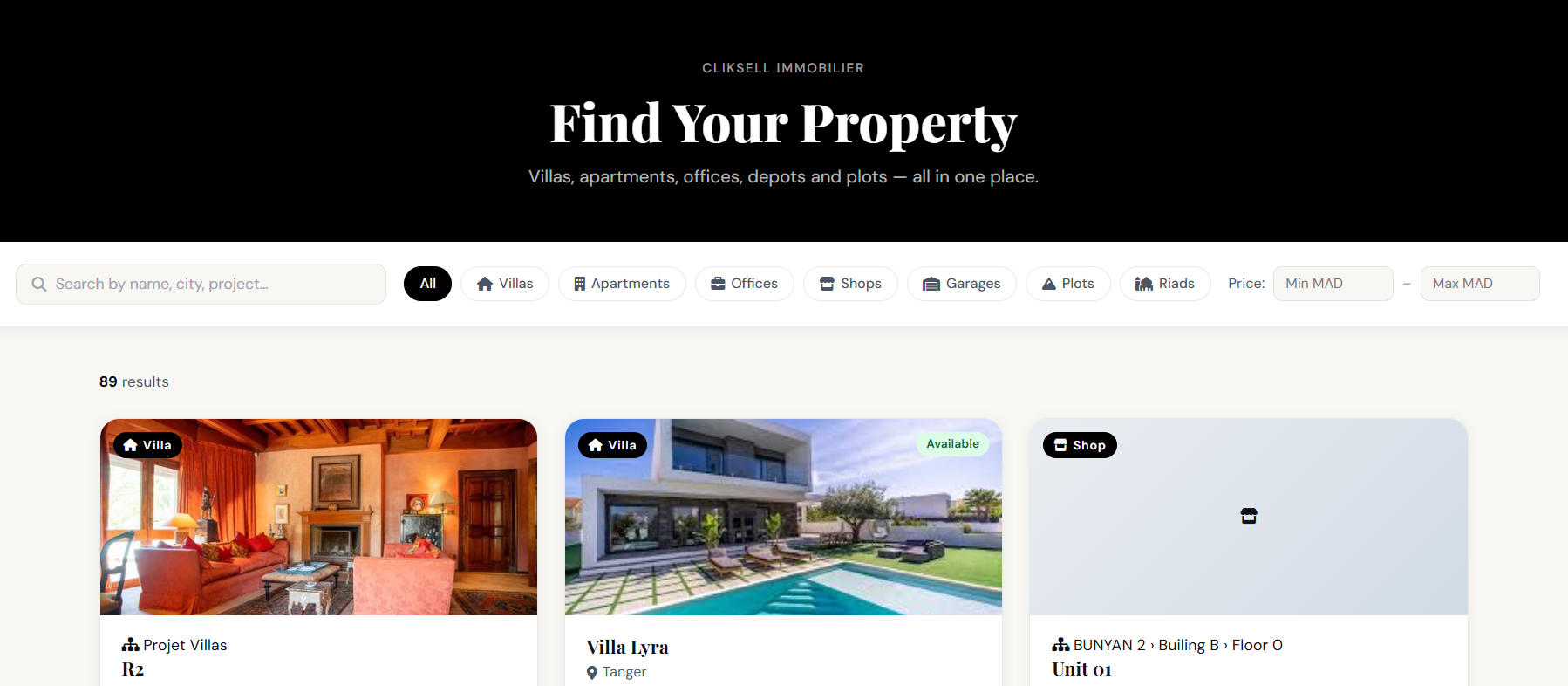 Capture showroom entreprise et projet